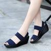 Keilabsatz-Plateau-Websandalen Mode Peep Toe Bequem Atmungsaktiv Mama-Schuhe Damen Casual Dicke Sohle Sandalias Mujer 2024