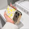 Lucky Start Phone Case For iPhone 17 16 15 14 13 12 11 Pro Max 16E Gold Electroplated Glass Shell  Lemon Blossom Cover