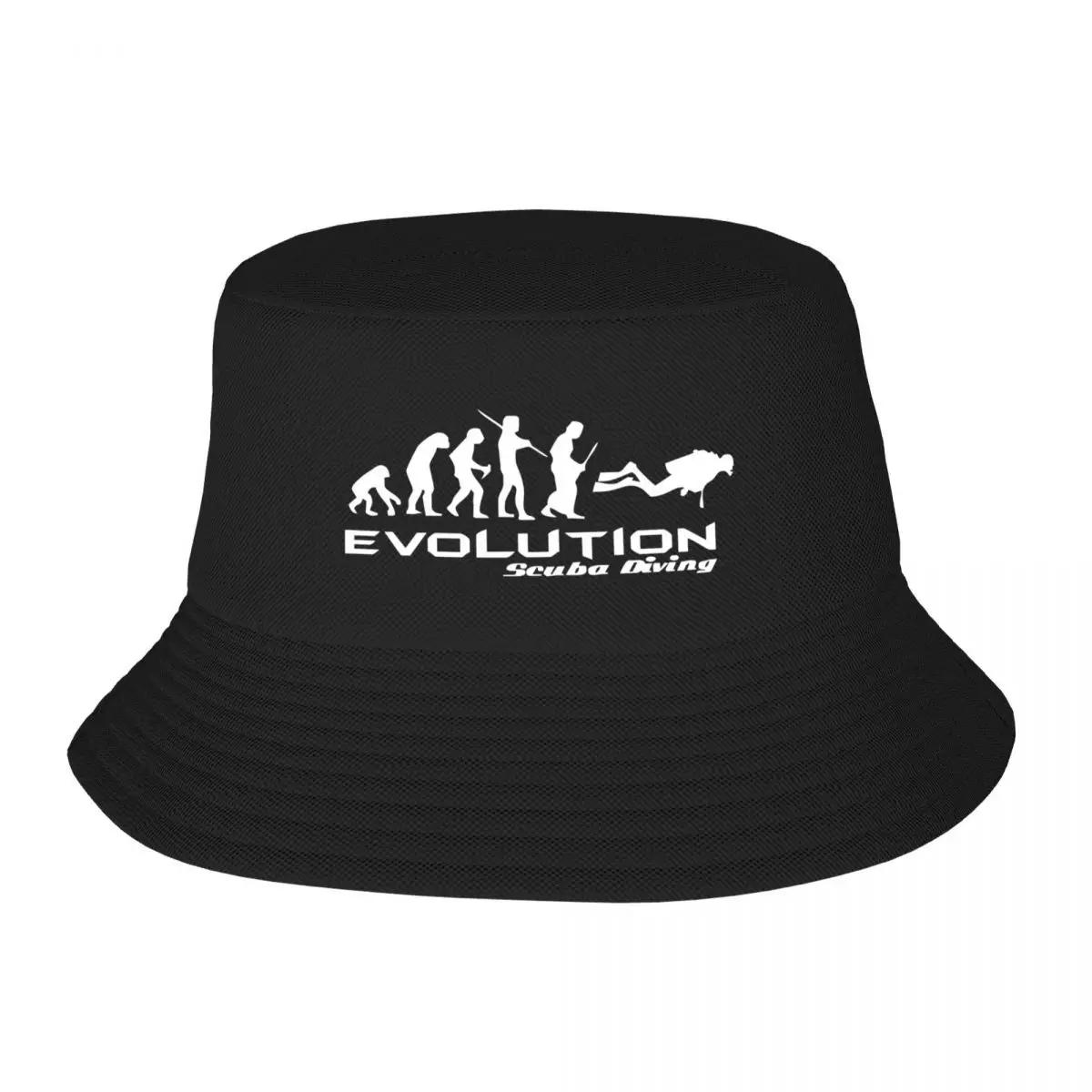 Custom Unisex Evolution Of Scuba Diving Bucket Hat Beach Sun Funny Underwater Dive Diver Gift Summer Fishing Hats