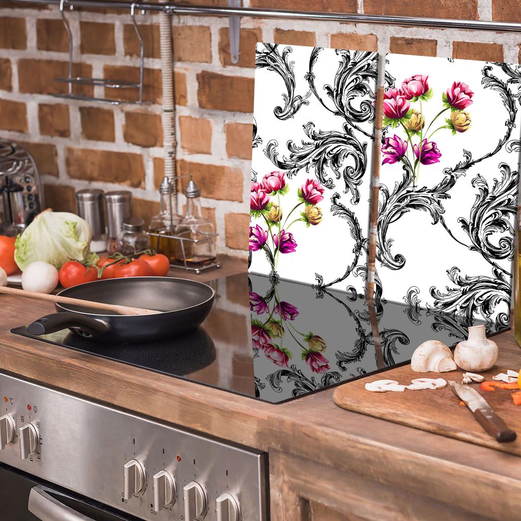 Glass Cutting Board 2X 30X52 Flowers