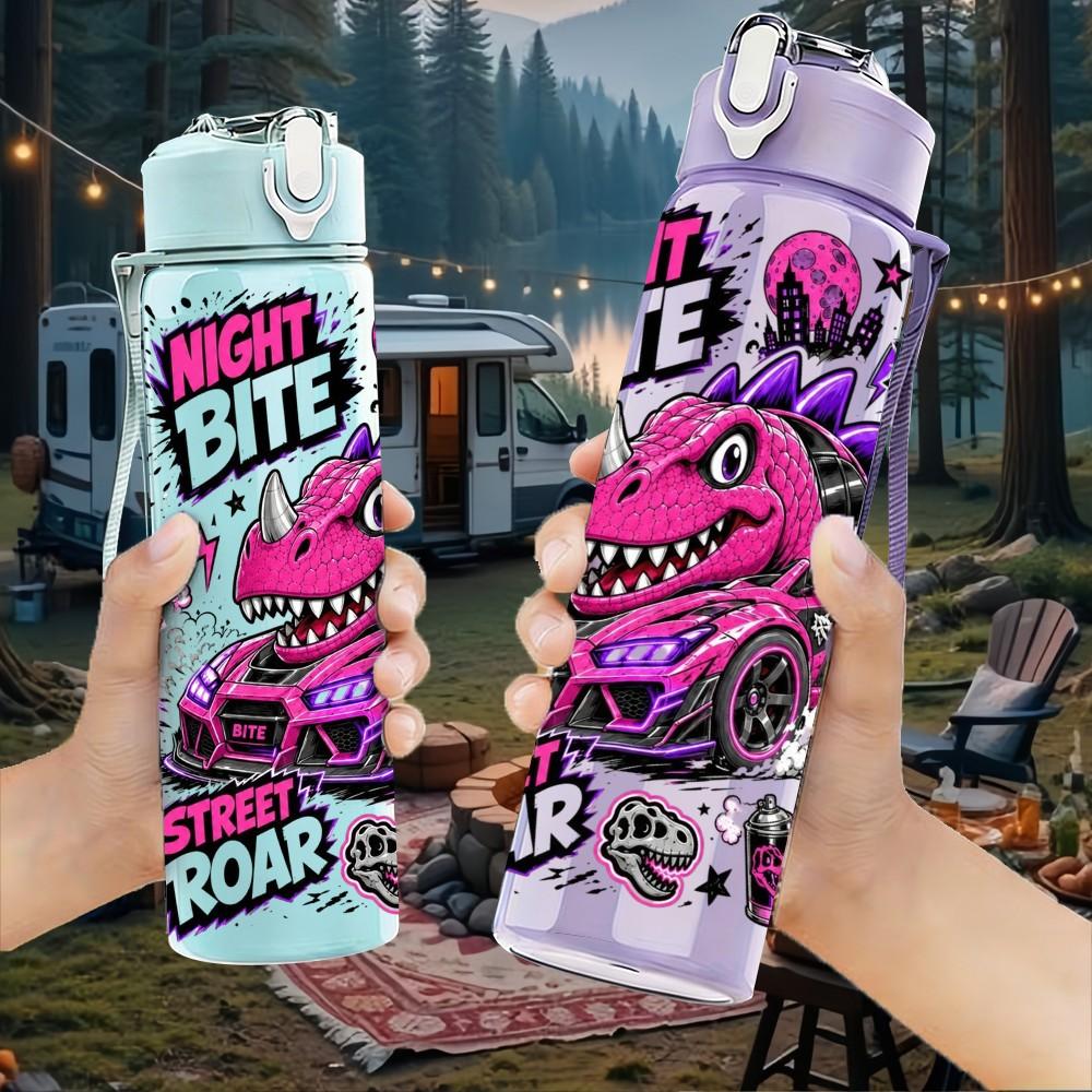 1PC Monster Truck Racing Theme 750ml Color Plastic Sports Water Bottle Leakproof Flip Straw Lid Suitable for Sports Office Home Use