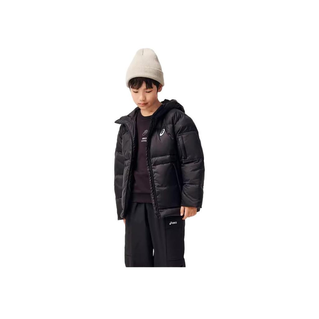 Asics Down Jacket Fashion Versatile Hooded Zipper Long Sleeve Kids outerwear Black 334241073002-001