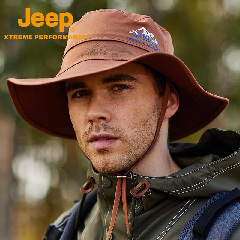 Jeep Men s Outdoor Wide Brim Sun Hat with Wind Rope One Size