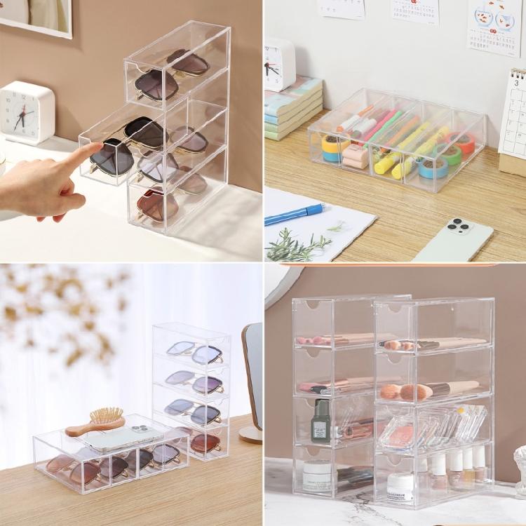 Space saving Clear Drawer Organizer Storage Box for Sunglasses and Stationery