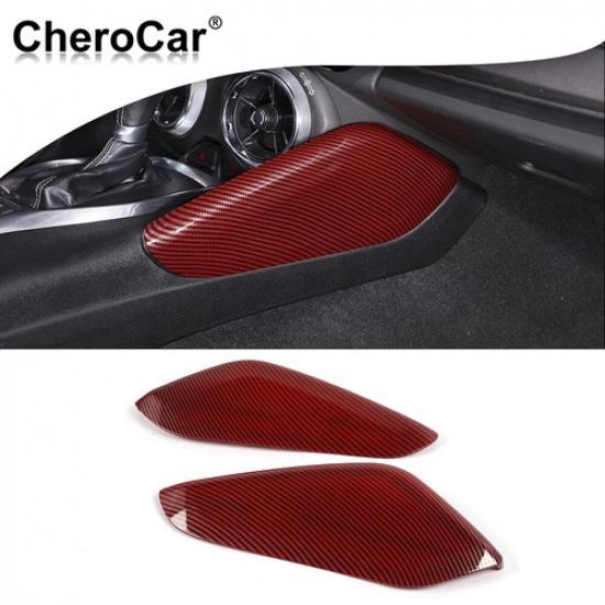Red Carbon Fiber Gear Shift Side Panel Decor Trim For Chevrolet Camaro 2016-