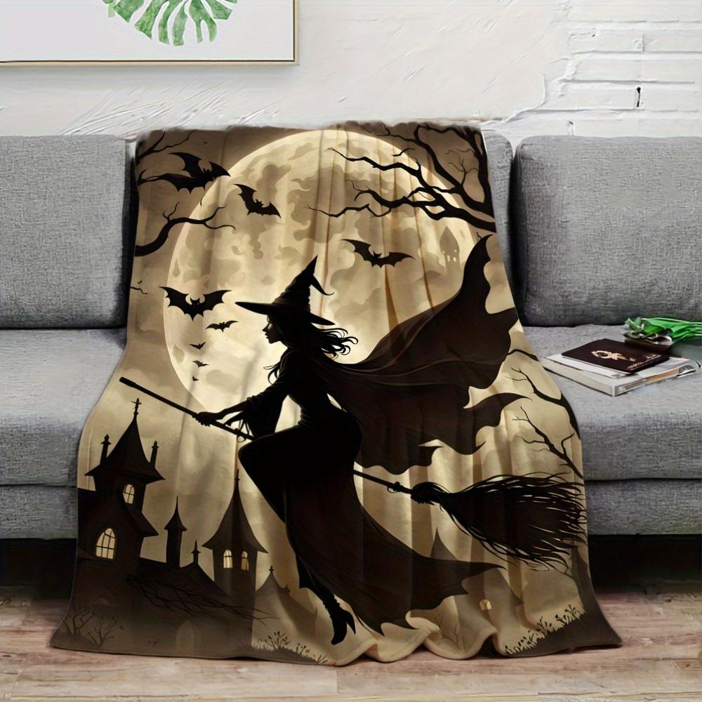 Spooky Witch Blanket: Embrace The Halloween Design, Ultra-Soft Fabric, And Cozy Vibes For Your Festive Home Decor