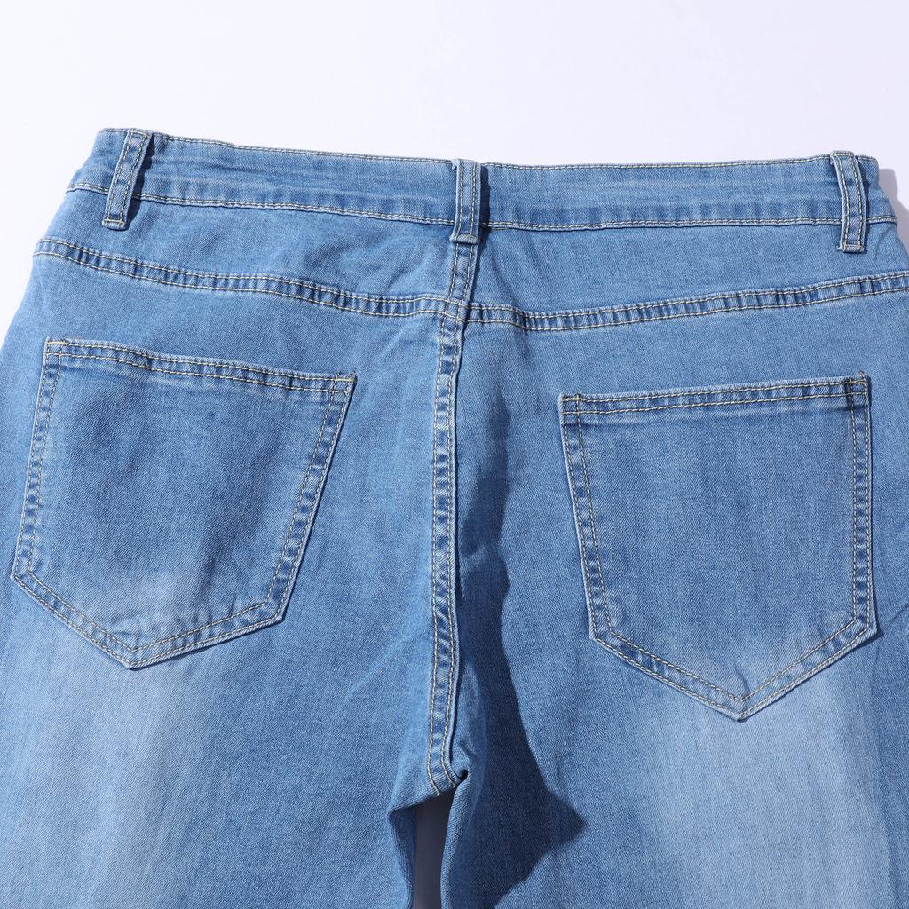 Blugi de modă pentru bărbați de primăvară cu găuri și blugi subțiri la modă