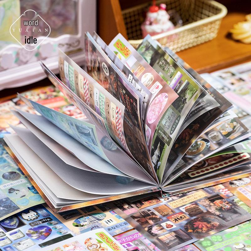 Yu Xian Die-cut Sticker Book: Romantic Memory Series - Japanese Retro Style for Journaling, DIY, and Collage.
