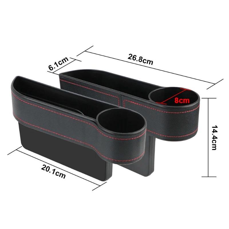PU Leather Car Seat Gap Storage Box Universal Seat Gap Slit Box with Charging Hole Phone Bottle Keys Holder Box Auto Organizer.