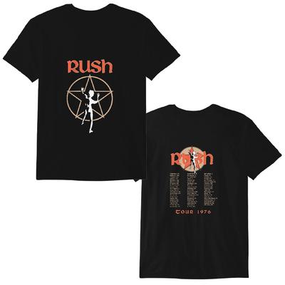 100% katoen TOPS UNISEX T-SHIRTS HEREN DAMES Vintage Rush 30th Anniversary Tour T-Shirt Unisex Katoen 2 Zijden Zwart T-shirt