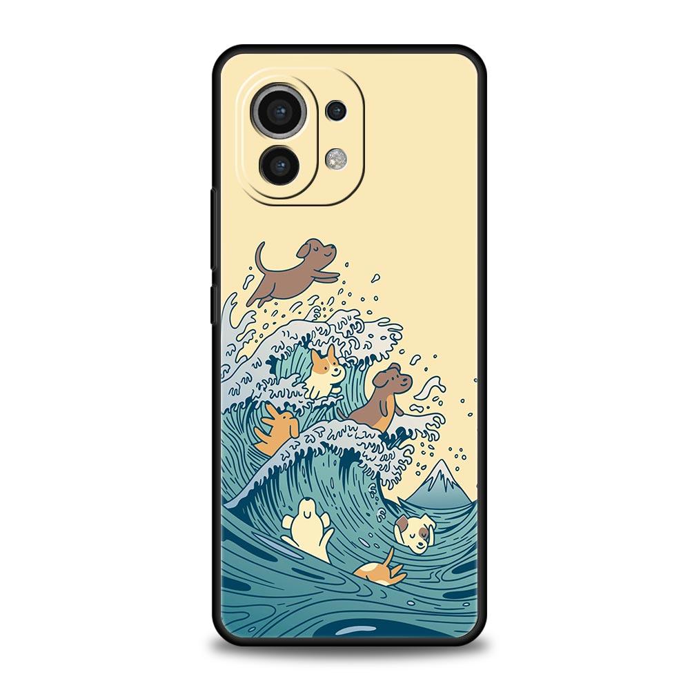 Golden Great Wave Kanagawa Surf Case For Xiaomi Poco X4 X3 NFC F3 F4 M3 M4 Mi Note 12T 10 12 11 Ultra 11T Pro 10T Lite 9T Cover