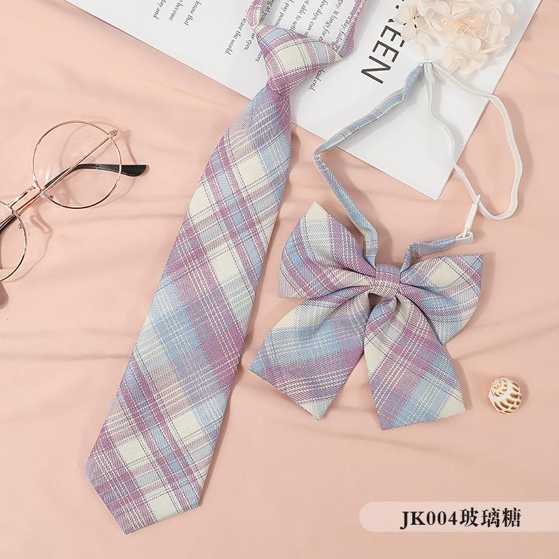 Japanese Korean Version Striped Jkdk College Style Red Cyan Gray Blue Shirt Men'S And Women'S Accessories Free Tie Tie Set
