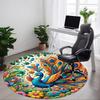 1pc Peacock Feather Print Chair Carpet for Office Non-Slip Mat for Office - Decorative Floor Mat Yy251030226