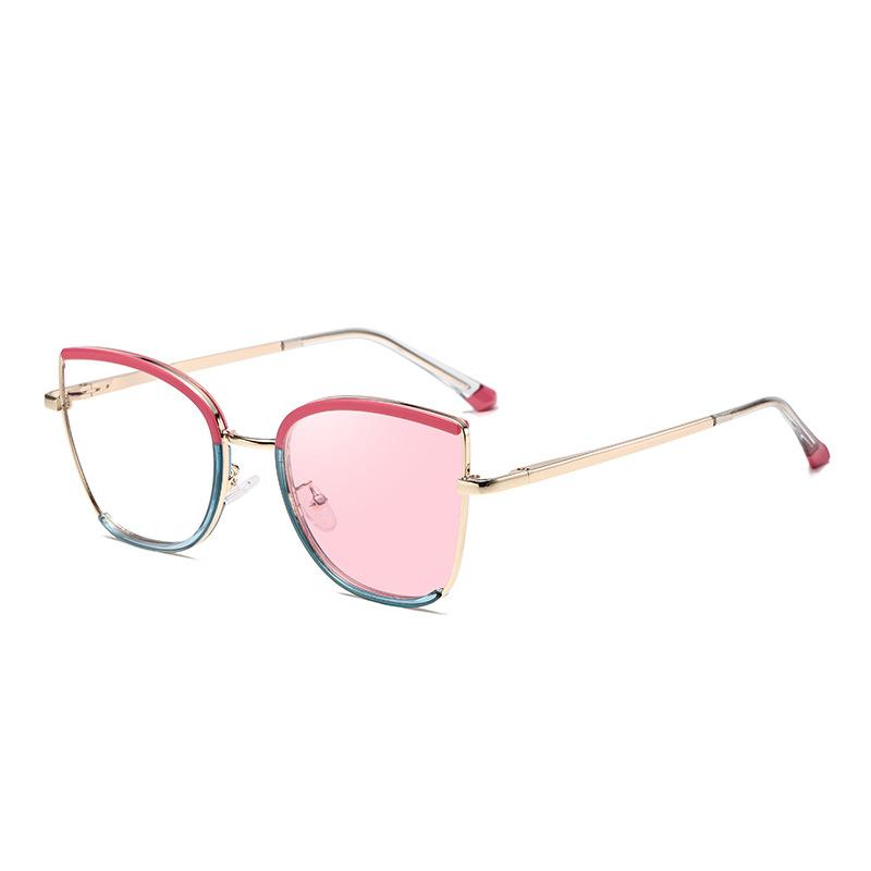 Cat'S Eye Optical Frame Women'S Color-Changing Anti-Blue Light Glasses Frame Women'S Advanced Myopia Flat Lens