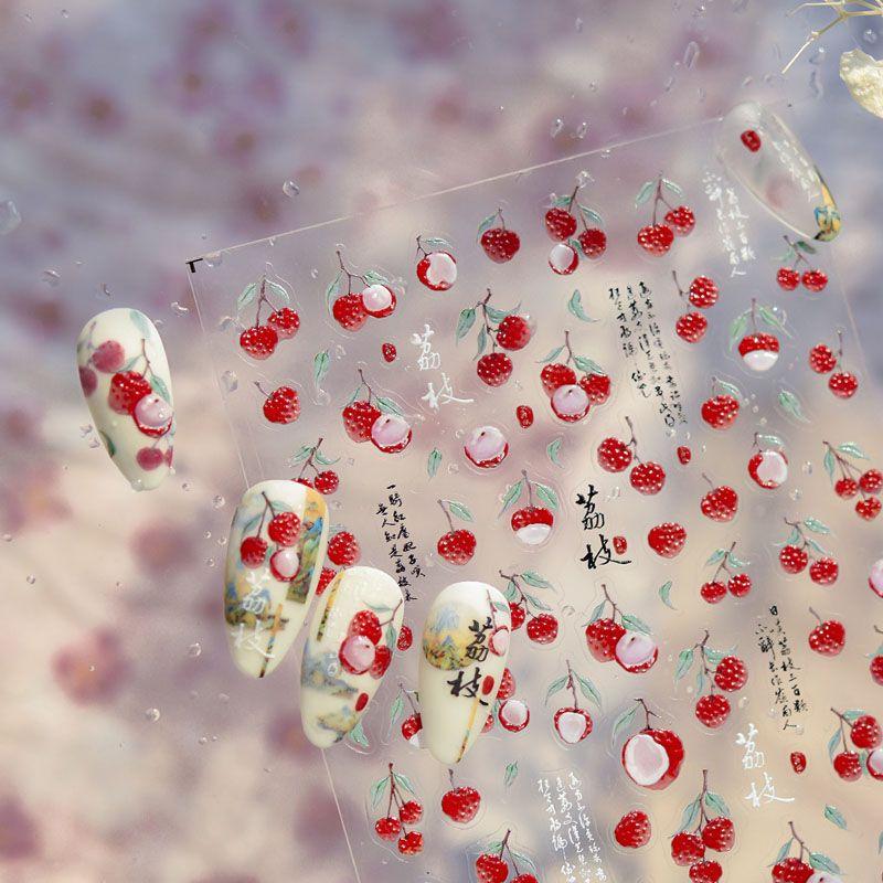 

Jelly Changan Lychee Nail Stickers Relief New Arrival 3dstereo Internet Celebrity Ins Fruit Nail Stickers Decorations Changan litchi 5187 (jelly)