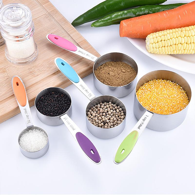 5Pcs Stainless Steel Measuring Cups And Spoons Set Kitchen Accessories For Baking Cake Cooking Making Measuring Kitchen Tools