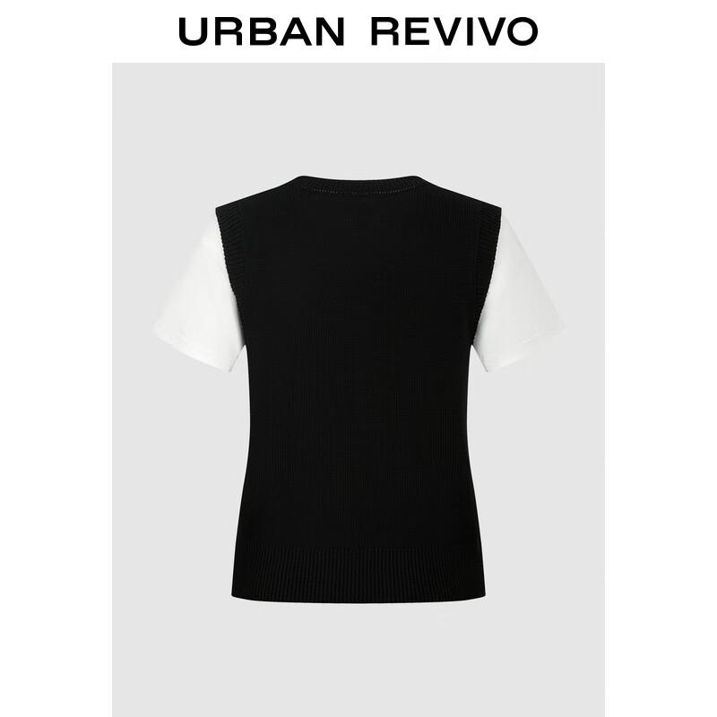 UR 2025 Women's Faux Two-Piece Jacquard Knit Sweater