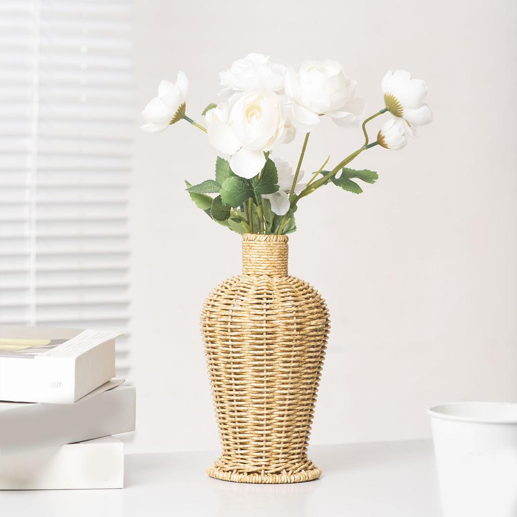 Faux Rattan Woven Florals Vase for Dried Flower Holder Imitation Wicker Vase Container Farmhouses Centerpieces Decors