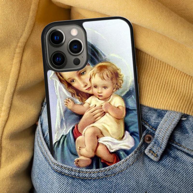 Holy Mother Virgin Mary Christian Soft Phone Case for iPhone 17 Air 16e Pro max 15 Pro 13 14 Plus 11 12 MagSafe Magnetic Coque