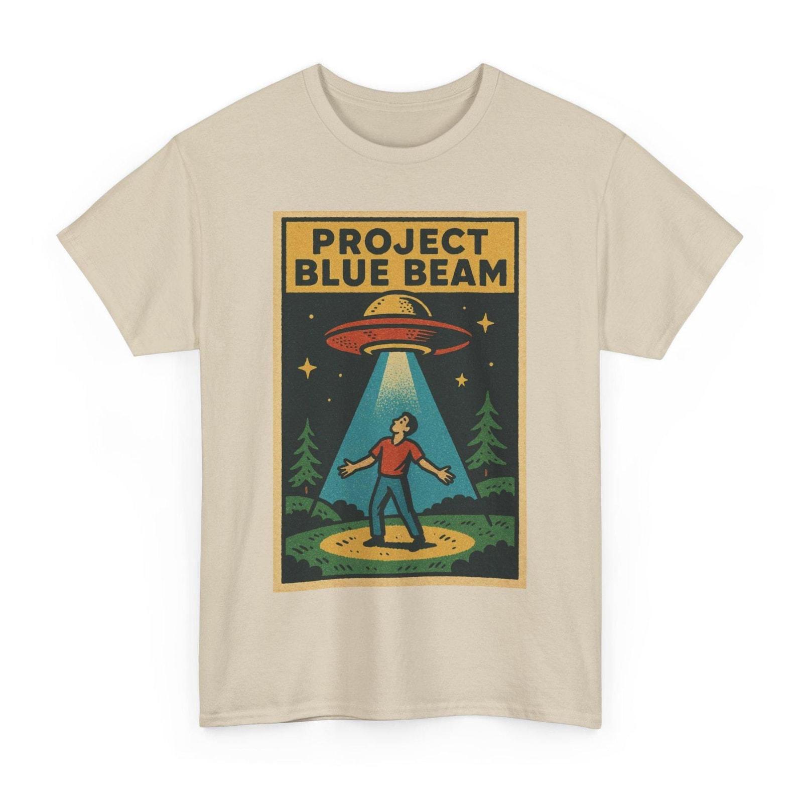Project Blue Beam T-Shirt: Retro Comic UFO Conspiracy Tee L