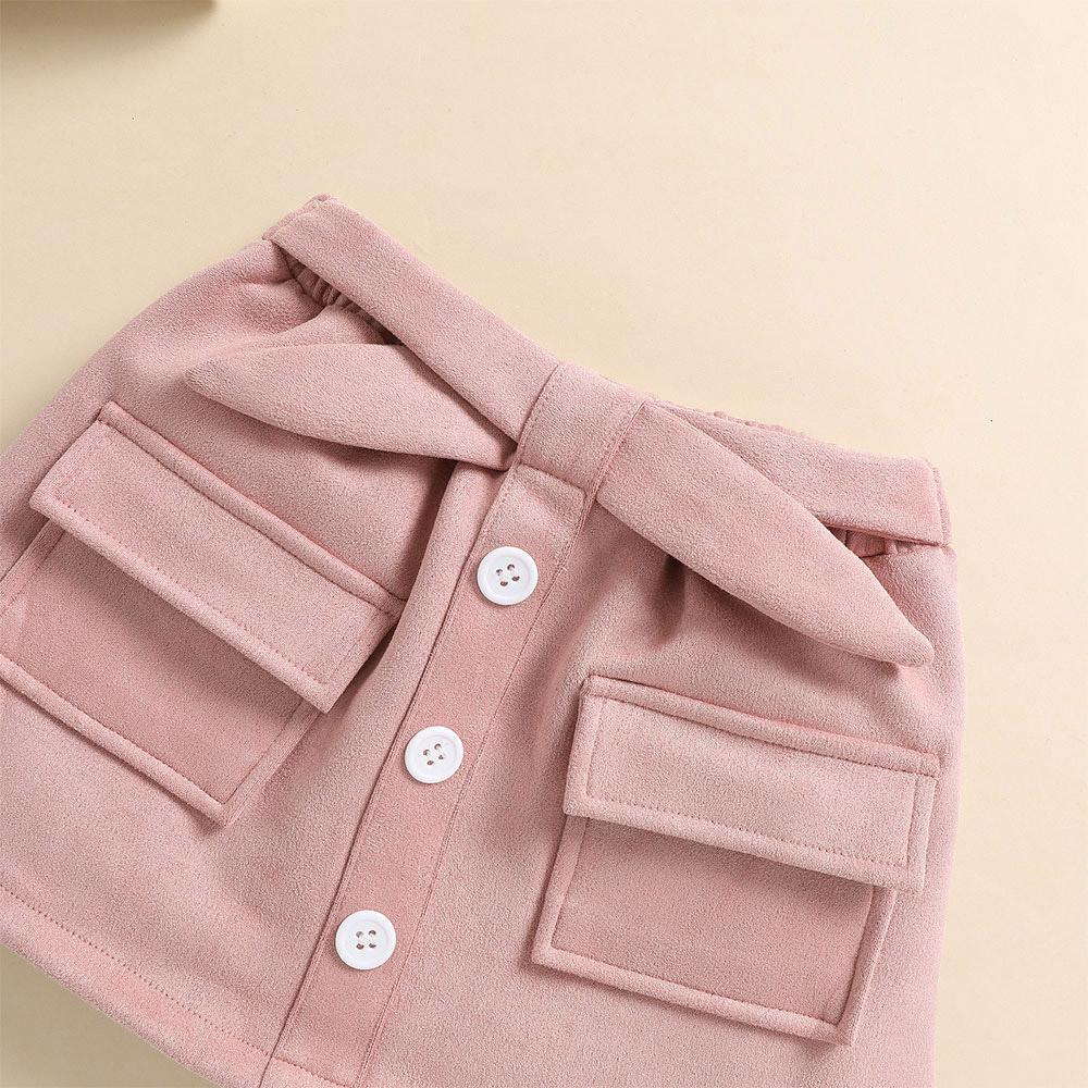 Toddler Baby Girl Outfit Bow Straps Ribbed Knit Tank Tops Belt A-line Mini Skirt Set 2pcs Summer Cute Clothes