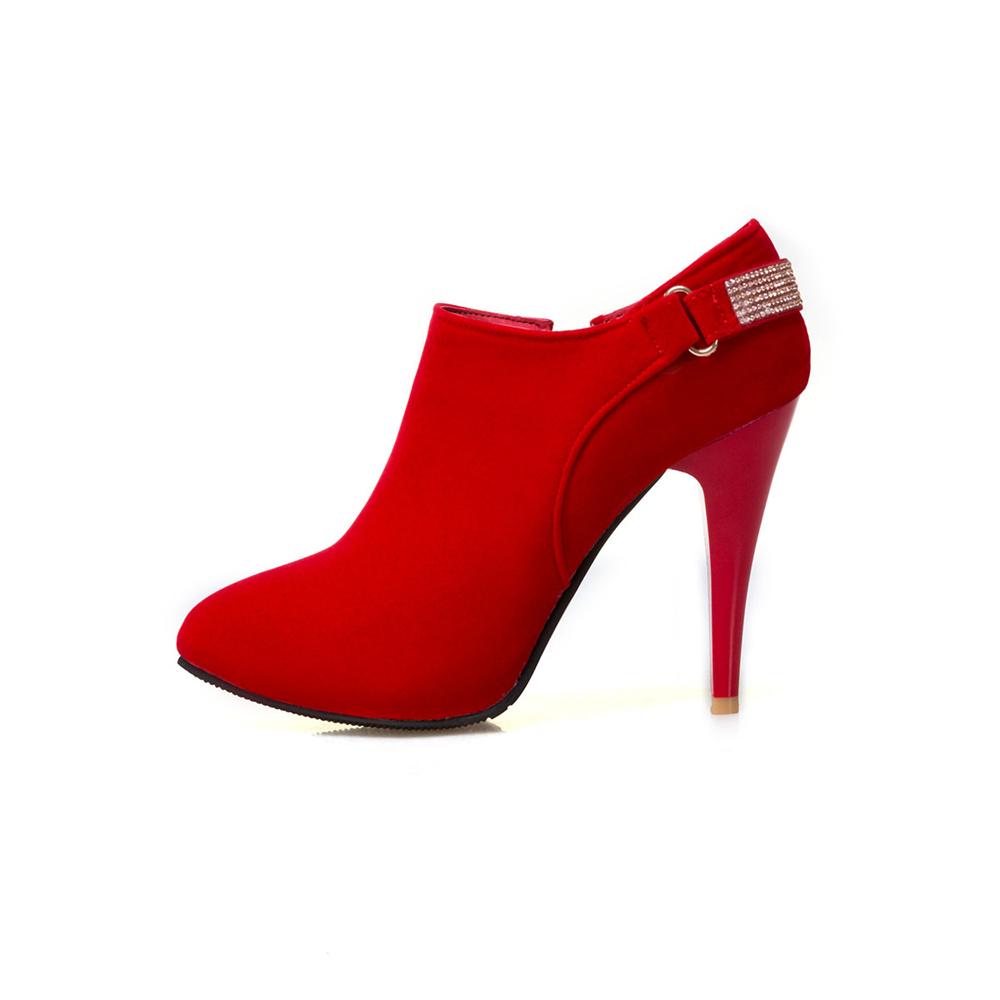 Fashion Spring Autumn New High-heeled Ankle Boots Sexy Fashion Boats for Women Rhinestone Thin Heeled Platform Short Booties Femininas