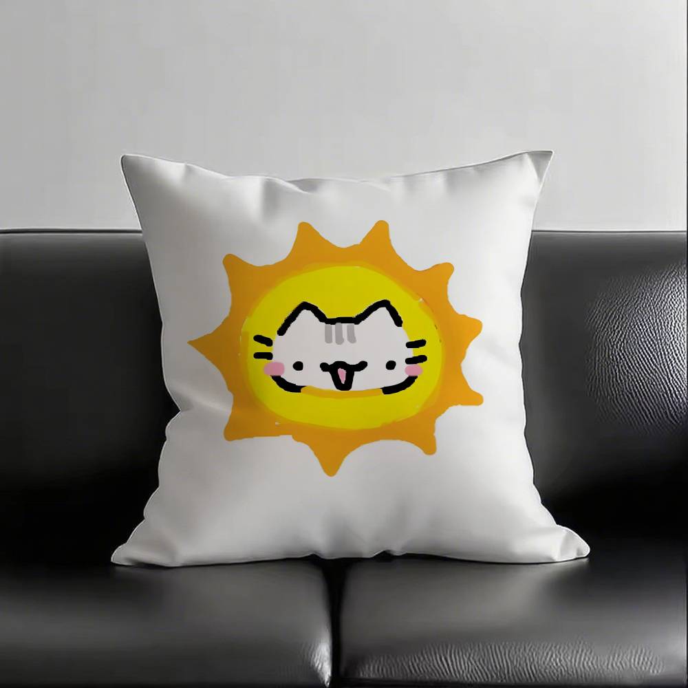 Cute BBasiilleaf CATs Pillow Case Fashion Square Pillowcase Bedroom Sofa Room Ins Decoration Leisure
