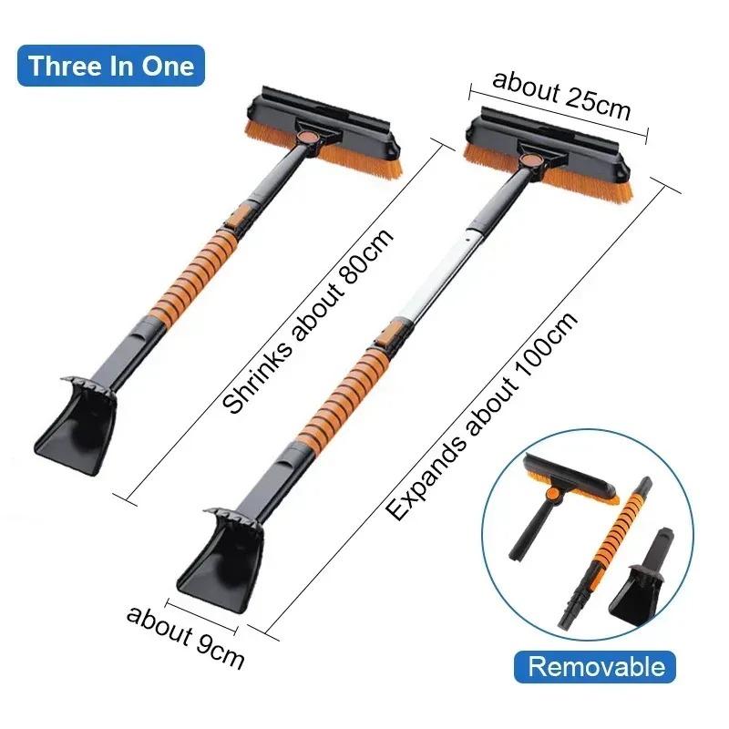YIJU 5-In-1 Car Ice Removing Brush Shovel Retractable Winter Snow Shovel Ice Removal Scraper Car Winter Cleaning Accessories