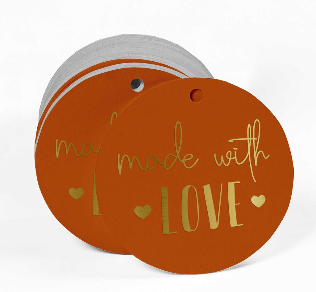 Inkdotpot Pack Of 100 Real Gold Foil Paper Tags Made With Love Text Favor Hang