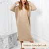 JPNTKY Women's Fashion Autumn Winter Solid Color Print Long Sleeve Casual Dresses