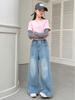 2026 Spring Girls' Children's Patchwork Denim Pants