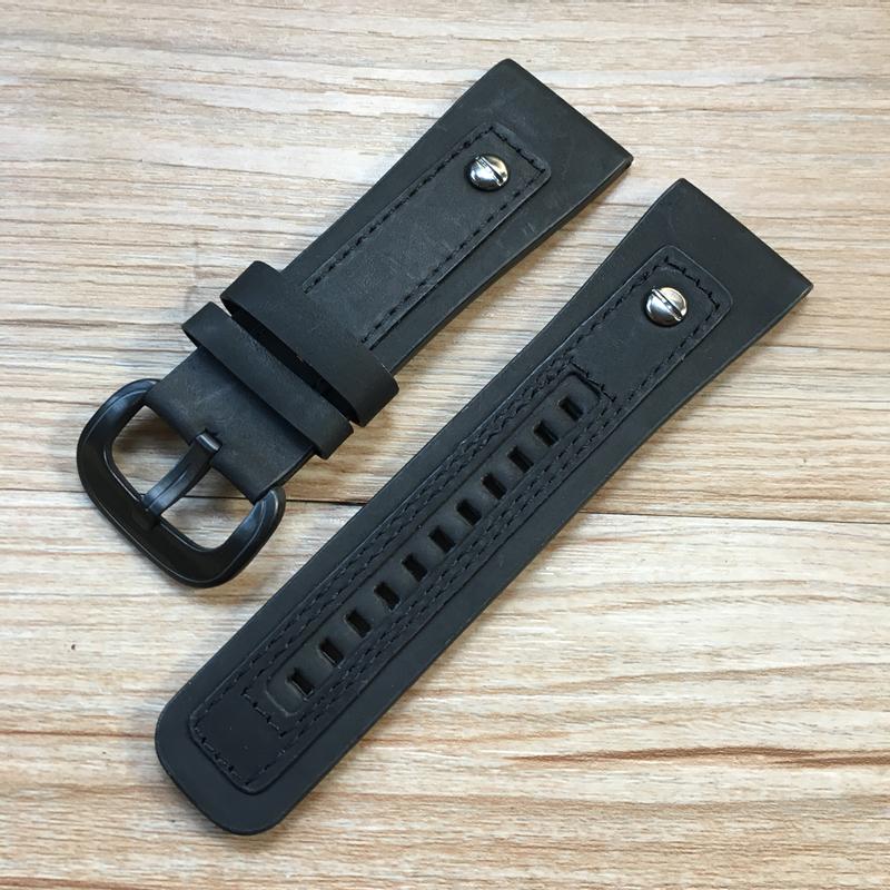 Handmade Personality 28mm Black Brown Calf Genuine Leather Wrist Watch Band For Seven Friday Strap Belt Bracelet With Rivet