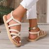 Mode Damen Modische Schnür-Sandalen Rutschfest Abriebfest Weiche Sohle Bequem Flacher Absatz Damen Mode Flats Offene Zehen
