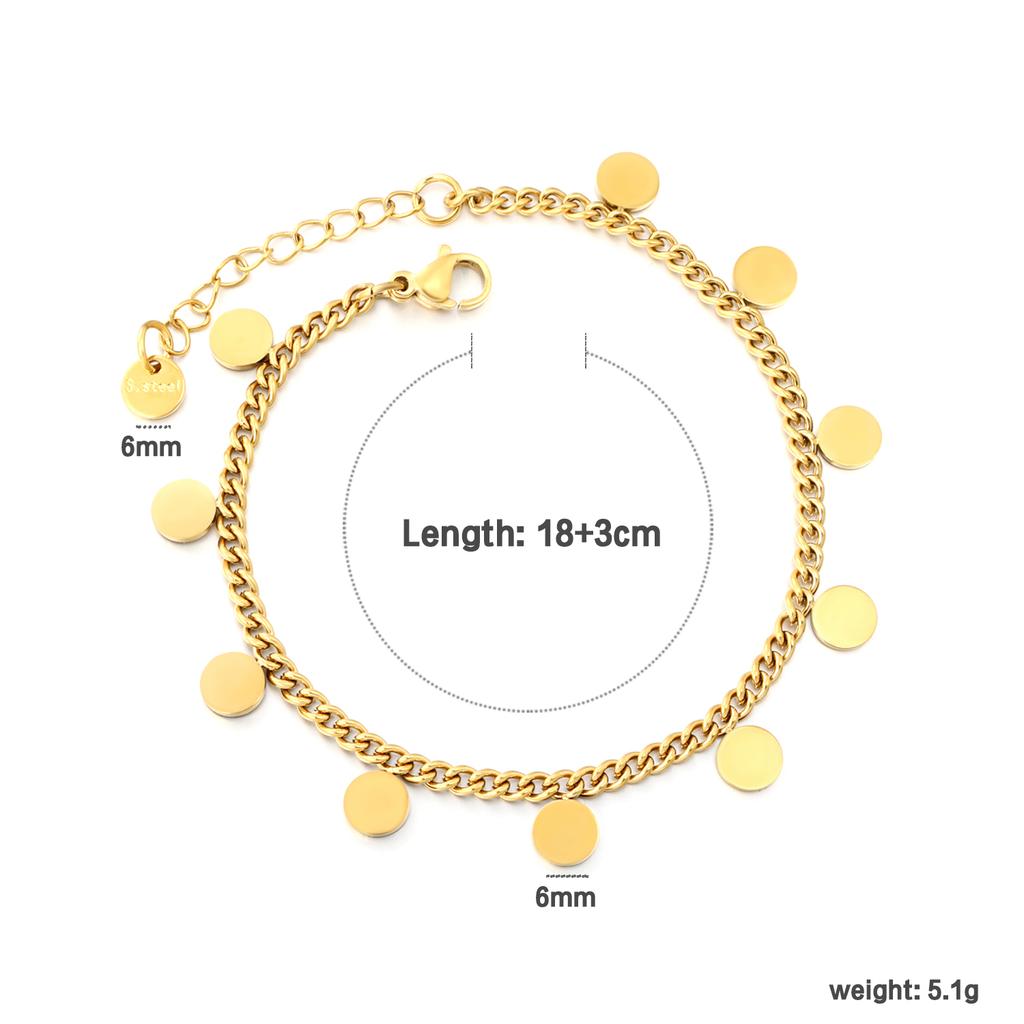 Fashion Beach Tassel Bracelet for Girls, Dating Jewelry Vintage Elegant Stainless Steel Gold-plated Bracelet Accessory