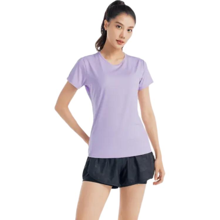 Decathlon Solid Crew Neck Quick Dry Breathable Short Sleeve T-Shirt Women's Lilac