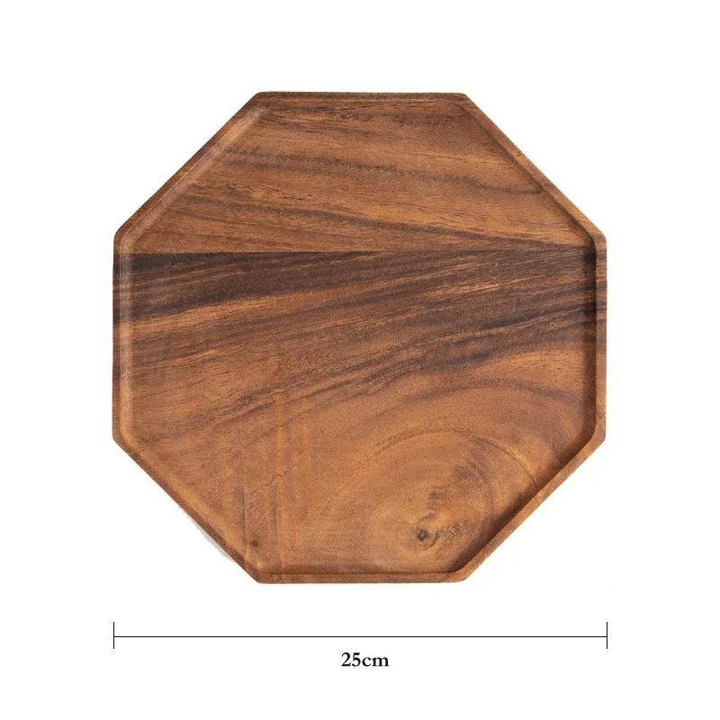 Fashion Wooden Tea Tray Large Appetizer Snack Food Plate Coffee Dishes Kitchen Wood Serving Tray Decorative Tableware