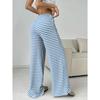 Women's Clothing, New Styles, Casual Pants, Striped, Solid Color, Elastic, Drawstring, Cotton, Straight Leg Pants