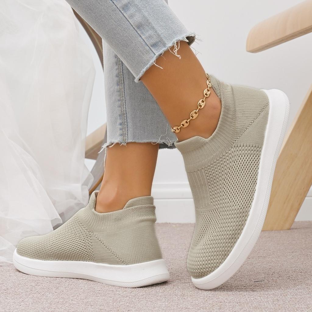 Fashion Women Vulcanized Shoes Solid Color Round Head Sneakers Slip On Flats Shoes Women Loafers Plus Size 43 Walking Flat Shoes