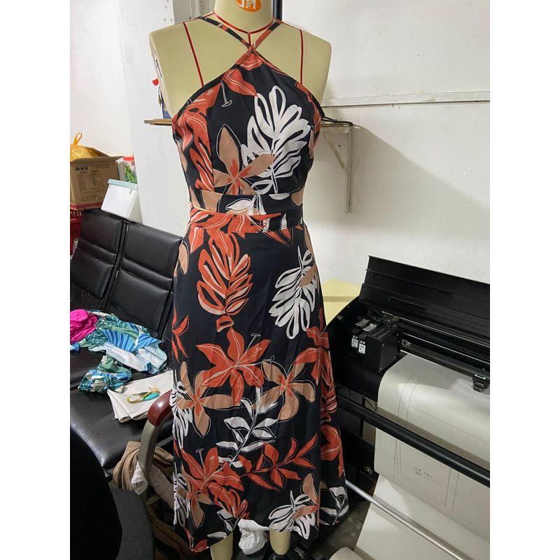 

Square Neck Shirt Top & Pants Set Printed Short Vest Skirt Two-Piece Set Black XL