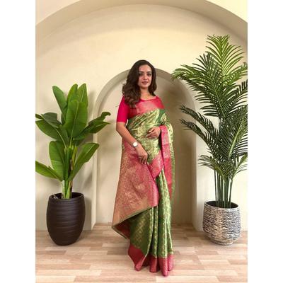 Sari de seda pura com tecelagem zari e trabalho meena com blusa corrida e elegante jaal no corpo.  blusa : contraste conforme vídeo