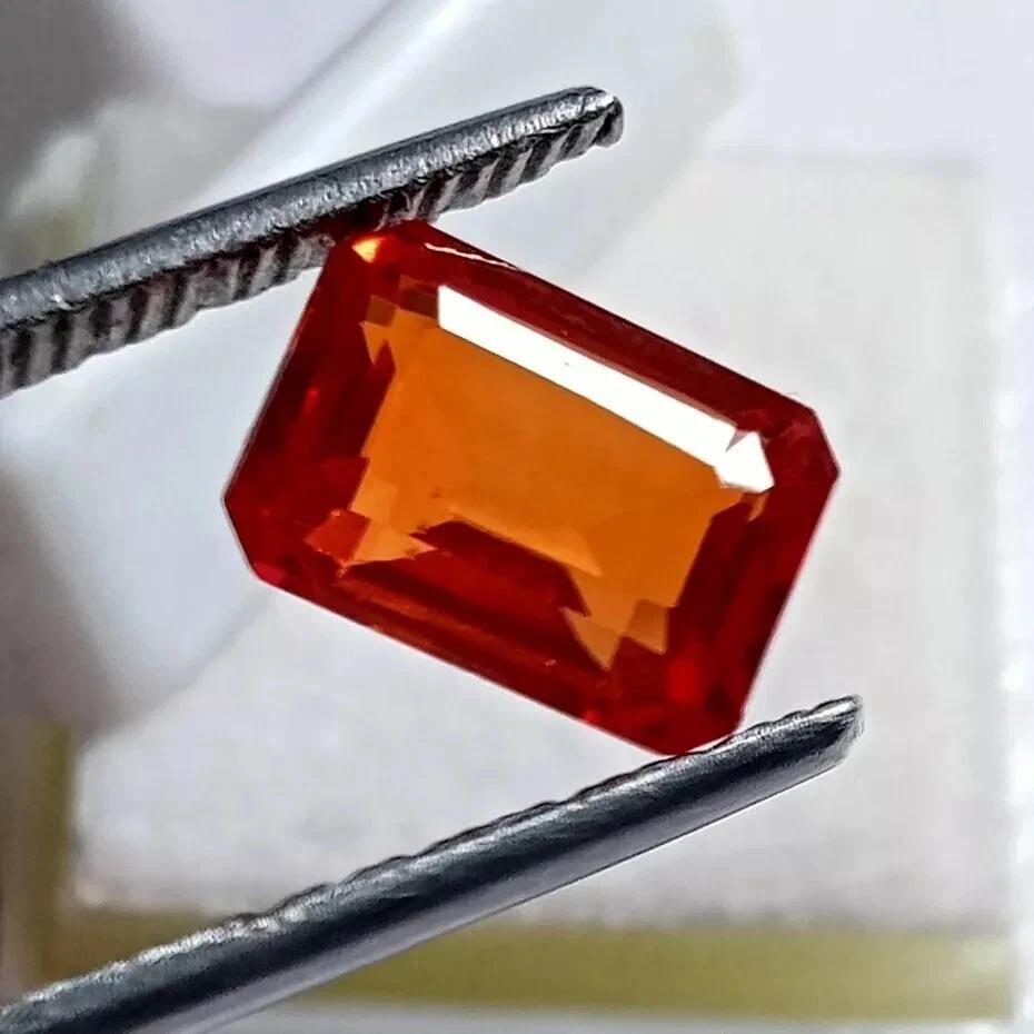 Natural Amazing Mexican Fire Opal Red Orange 5-7 Ct Emerald Cut Gemstone