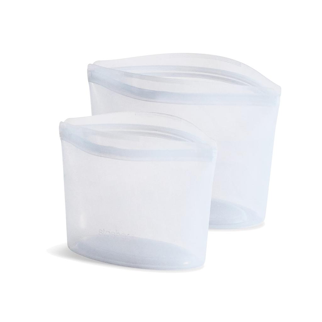 Stasher Silicone Bags and Bowls of 2 and (Set (Small Medium) Clear)