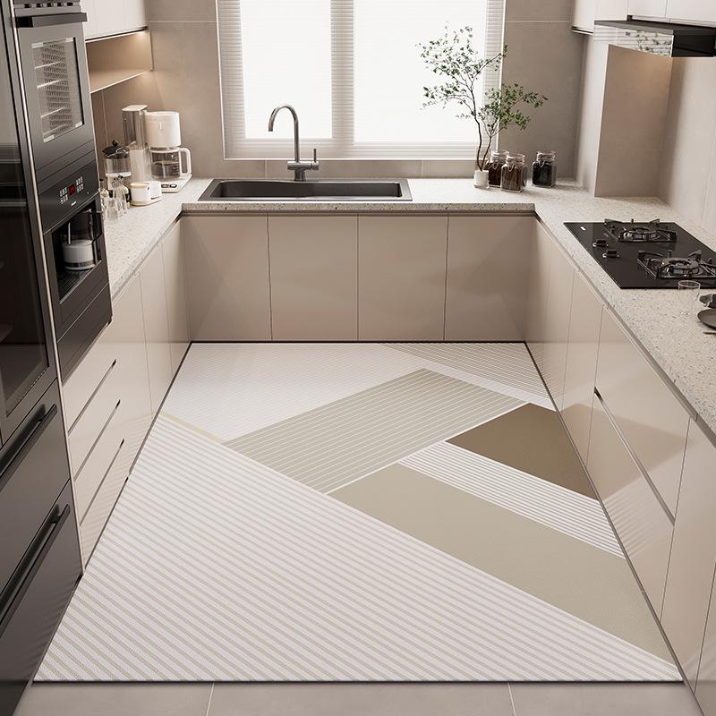 Geometric Diatom Mud Kitchen Floor Mat - Water-Absorbent, Quick-Drying, Stain & Wear Resistant