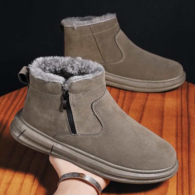 Winter Warm Plush Men Snow Boots Suede Boots Soft Soles Ankle Boots Non-Slip Men Winter Shoes Platform Short Boots Causal Shoes