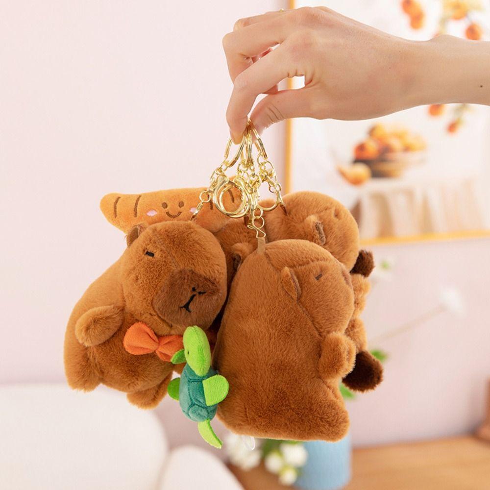 Stretchable Plush Couple Keychains Rotatable Capybara Plush Doll Capybara Plush Keychain  Kids