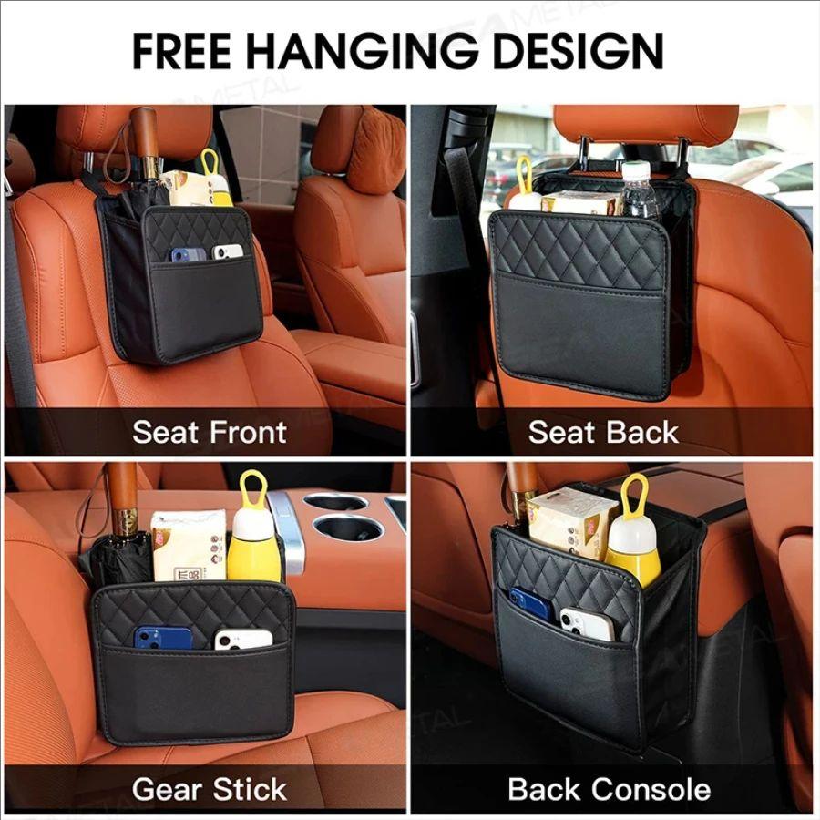Multifunctional Car Seat Storage Bag Leather Storage Bag Garbage Bag Hanging Storage Bag Suitable For Most Car Models