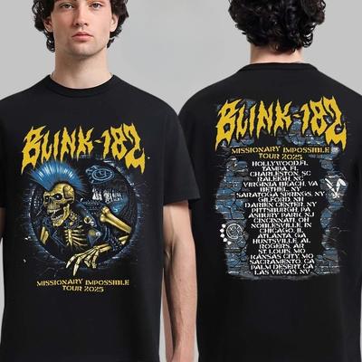 Blink 182 Mission Impossible Tour 2026 Exclusive Road Tee Skeleton T Shirt High-end Luxury Is for Both Men and Women Top Y2k