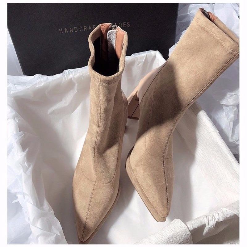 

Модные водонепроницаемые ботильоны на высокой платформе и толстом каблуке, с острым носком и задней молнией 39