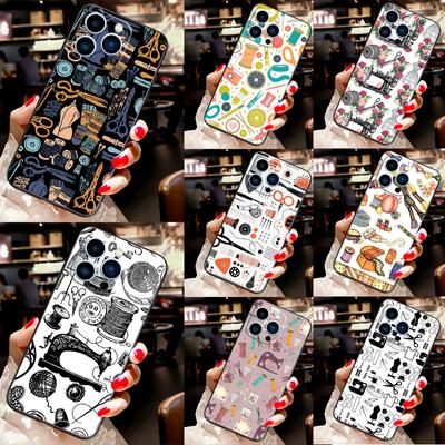 Sewing Scissors Phone Cover For iPhone 12 13 Mini 11 14 Pro Max X XS XR Max 7 8 Plus SE Soft Case Fundas