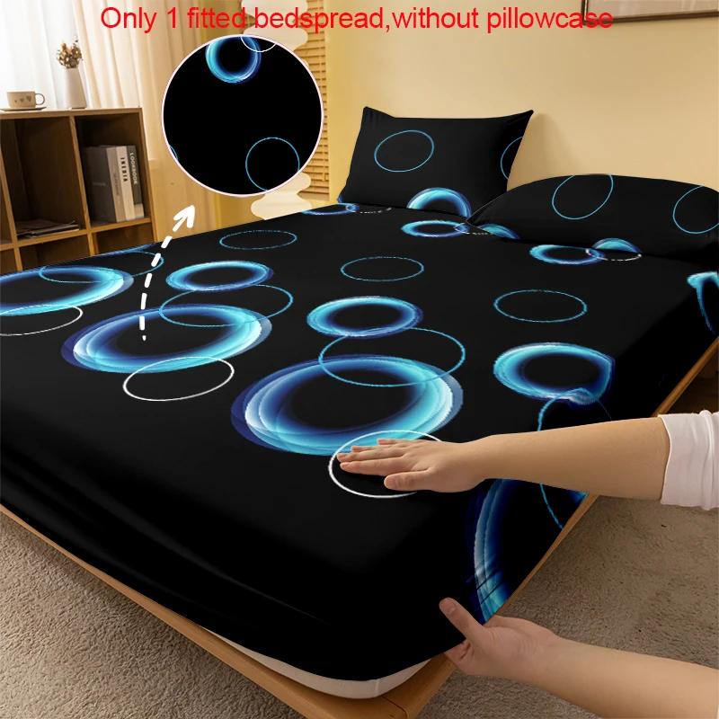 

1 Simple modern Circular Geometry printed matte Fitted Sheet bedroom printed bed cover bedding (excluding pillowcases) 99x190x25cm